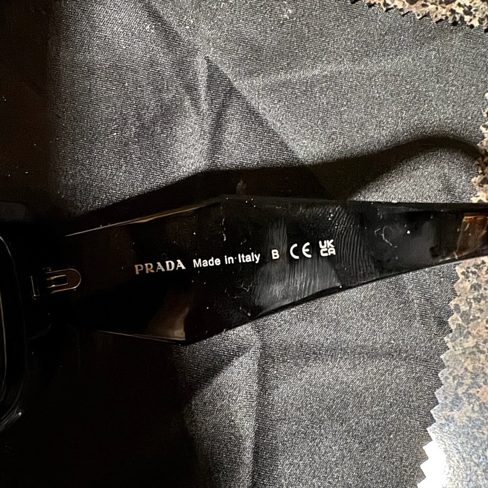 Prada Black Logo-Arm Sunglasses with Case and Cloth